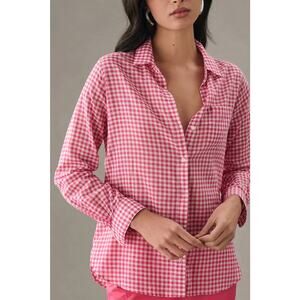 TROVATA Grace Classic Shirt Pink Raspberry Gingham Check Button Up Women's S